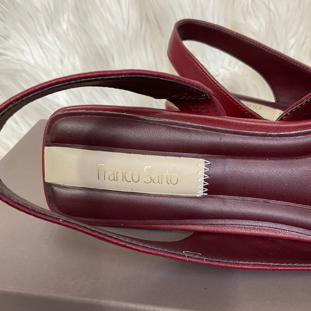 NEW Franco Sarto Women's Teagan Berry Red Leather Slingback Flats Size 9